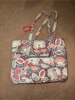 Vera Bradley Tote Bag in Blue, Red & Cream